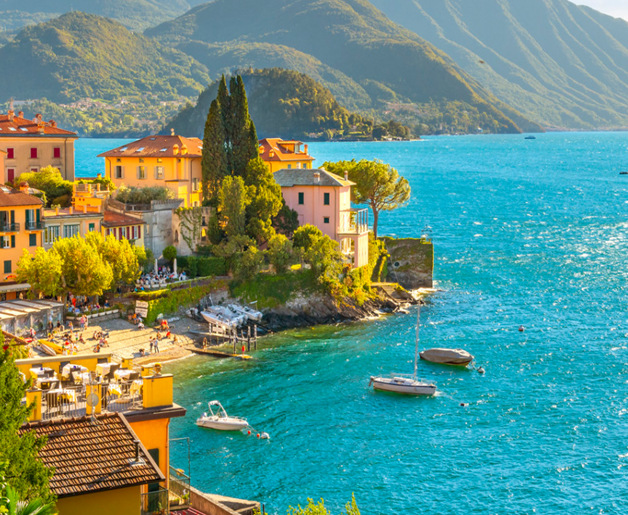 Aerial view of Lake Como and Como city