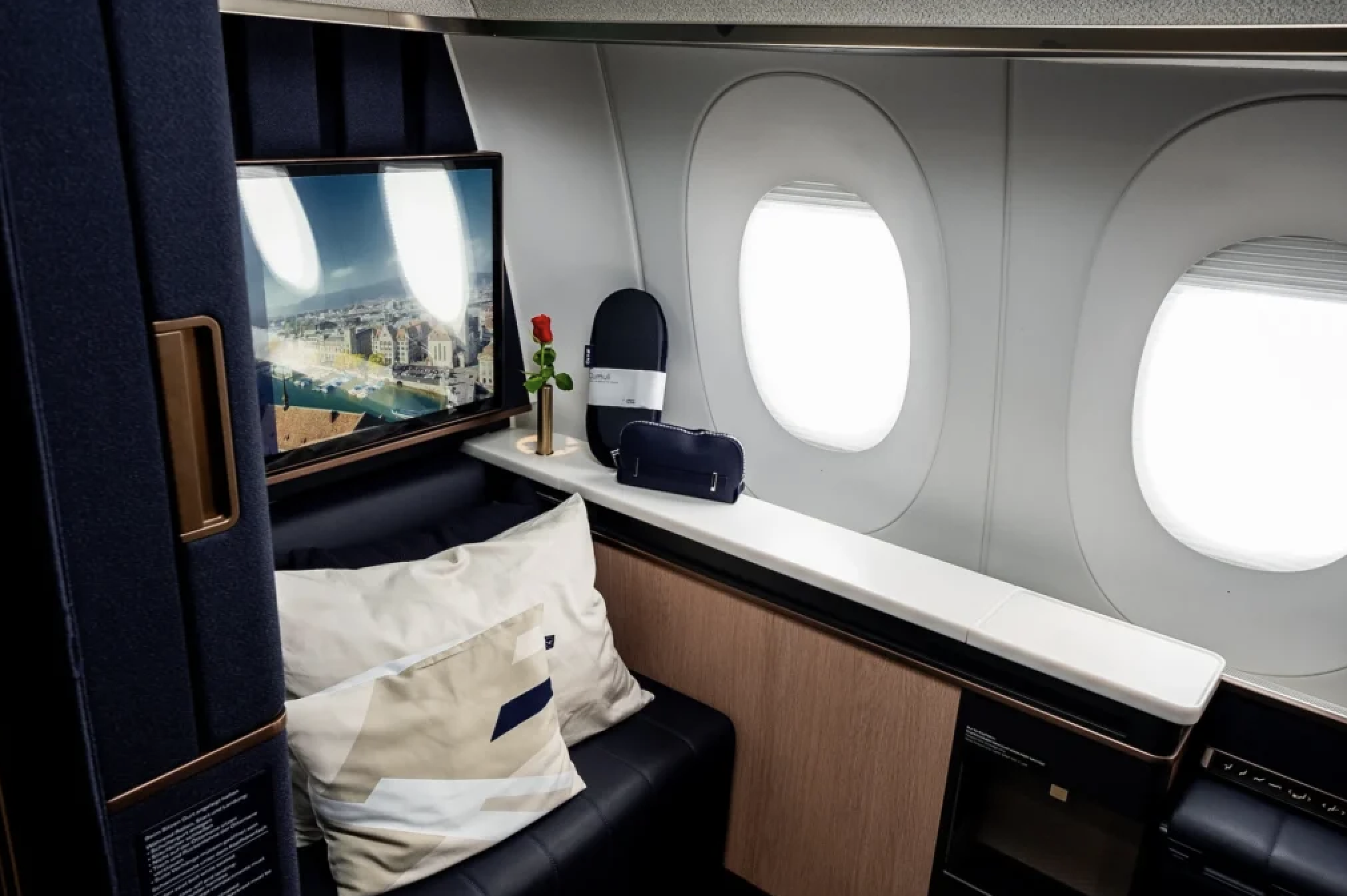 First class airline cabin interior